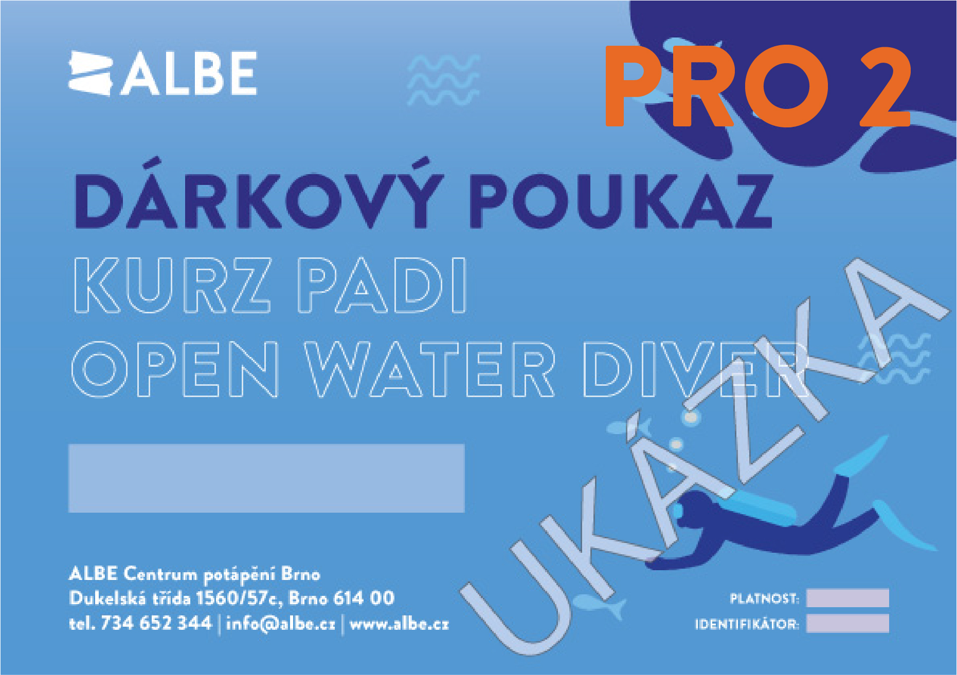 Open Water Diver Padi Kurz Pro 2 Forma Poukazu: Digitální