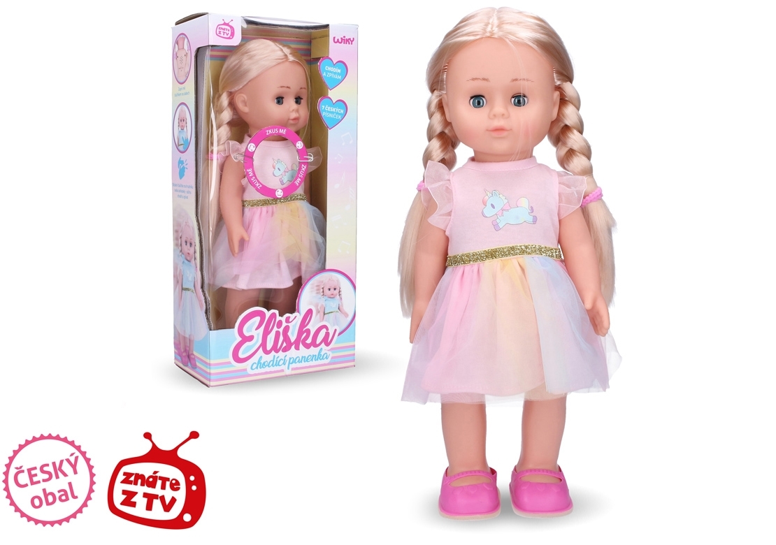Wiky Panenka Eliška chodící 41 cm růžové šaty Wiki