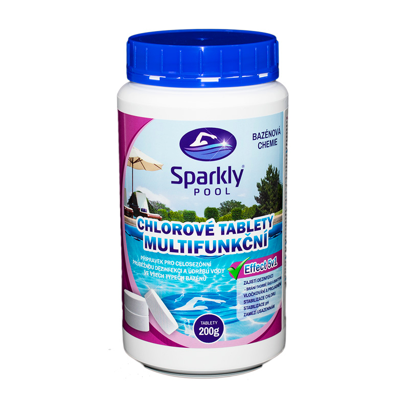 SparklyPool Sparkly POOL Chlorové tablety do bazénu 5v1 multifunkční 200g 1 kg