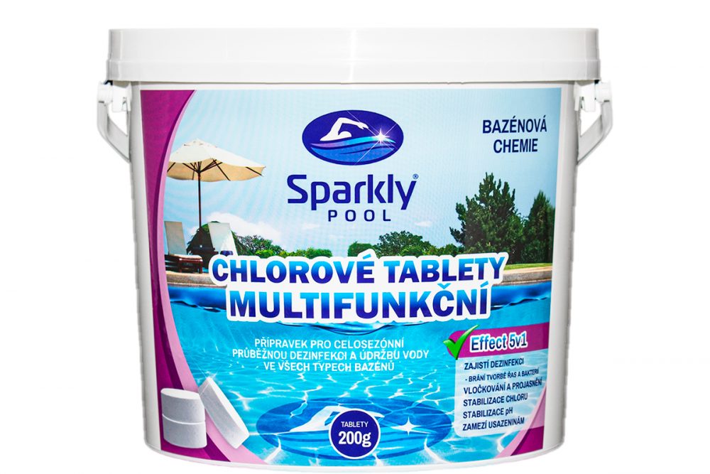SparklyPool Sparkly POOL Chlorové tablety do bazénu 5v1 multifunkční 200g 3 kg