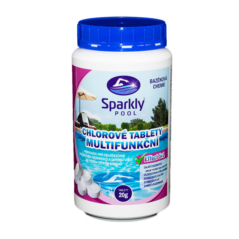 SparklyPool Sparkly POOL Chlorové tablety do bazénu MINI 5v1 multifunkční 20g 1 kg