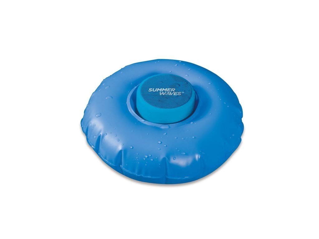 Nafukovací kruh s vodě odolným blutooth reprákem - modrý