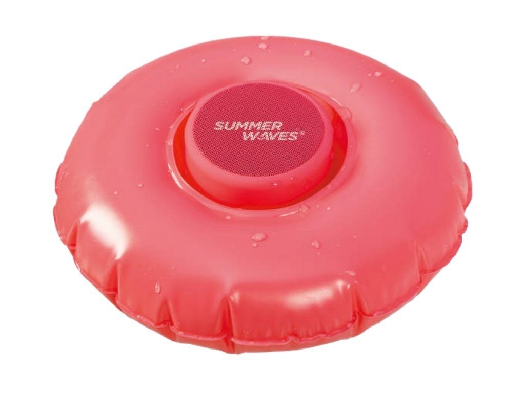 Nafukovací kruh s vodě odolným blutooth reprákem - růžový