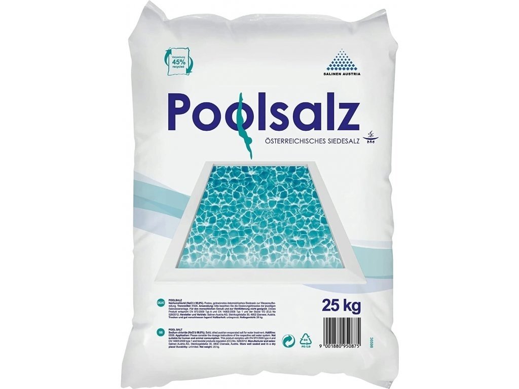 POOLSALZ - Bazénová sůl k výrobě chlóru elektrolýzou certifikovaná BPR 528/2012 25kg