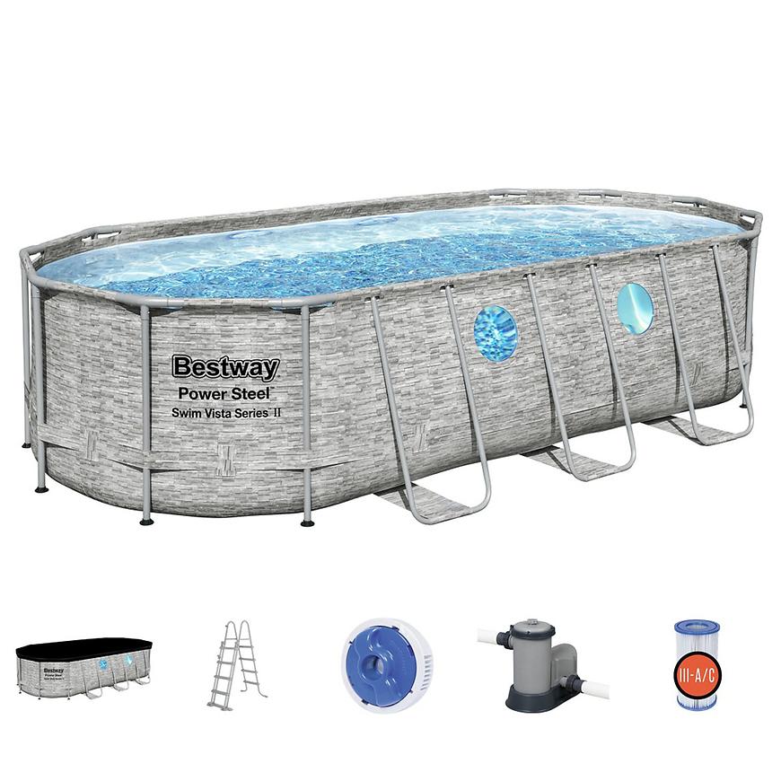 Bazén POWER STEEL SWIM VISTA 5.49 x 2.74 x 1.22 m s filtrací vzor kámen