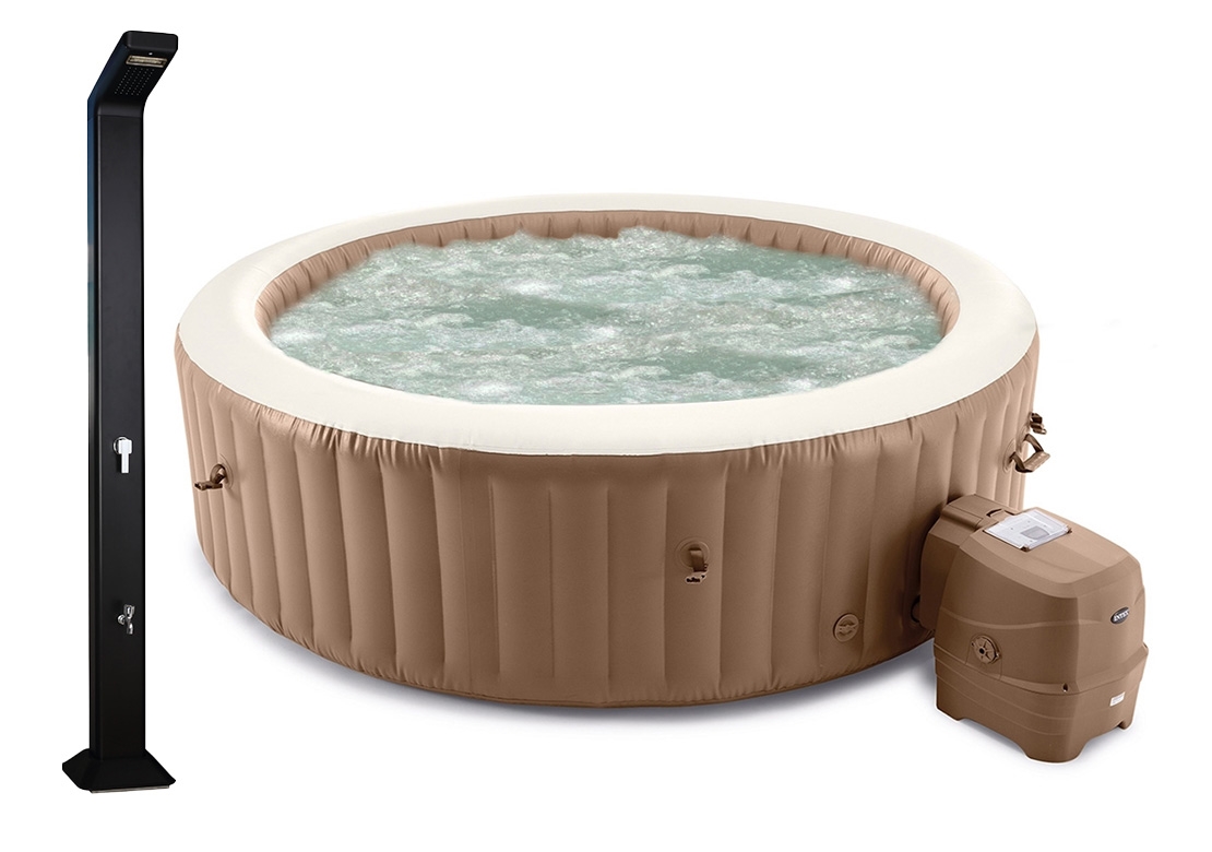 Intex | Vířivý bazén Pure Spa Bubble HWS 8 NP + Solární sprcha UNO 35 l hliníková s LED světlem | 19900165 Intex