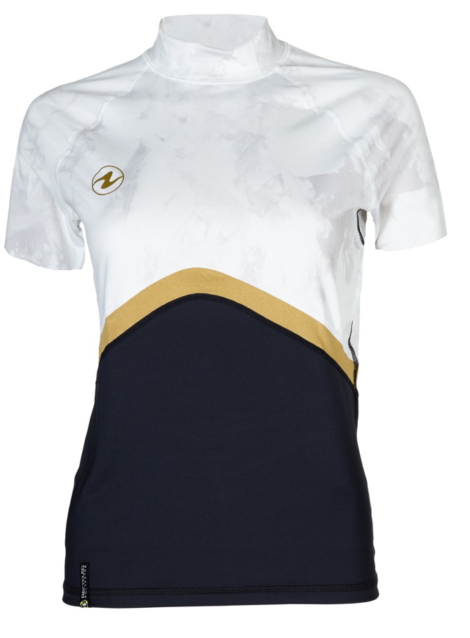 Aqualung Tričko Rash Guard Slim Fit Short Sleeve Women Black/white Dámské Velikost: L