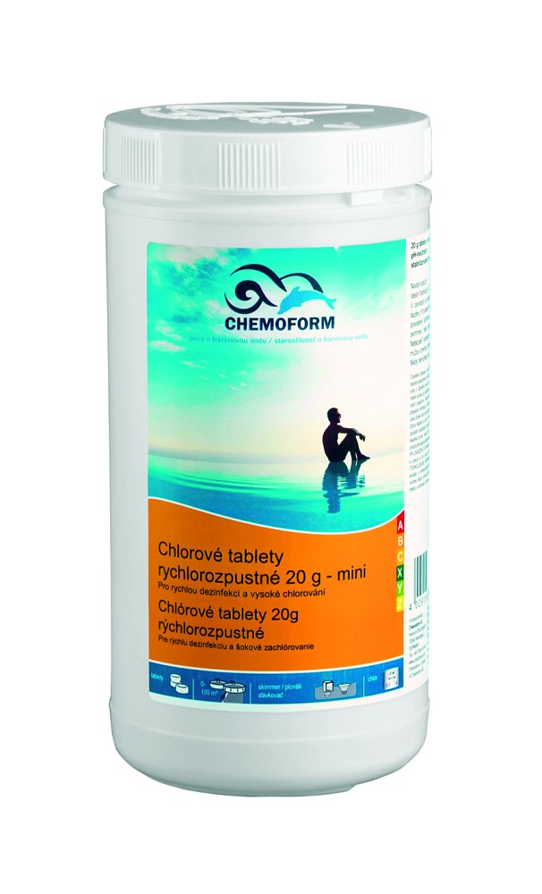 CHEMOFORM Chlórové tablety 1kg RYCHLOROZPUSTNÉ mini 20 g