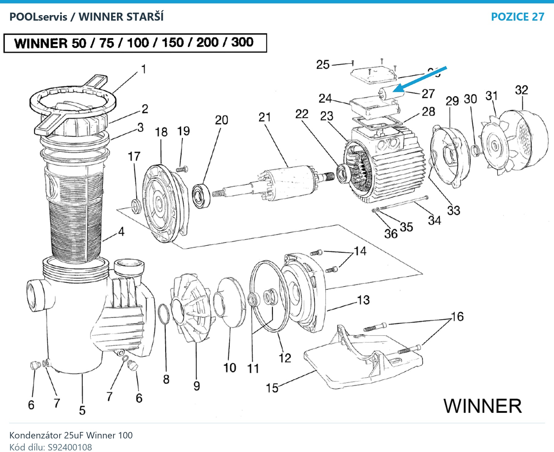 Kondenzátor 25uF Winner 100 – S92400108
