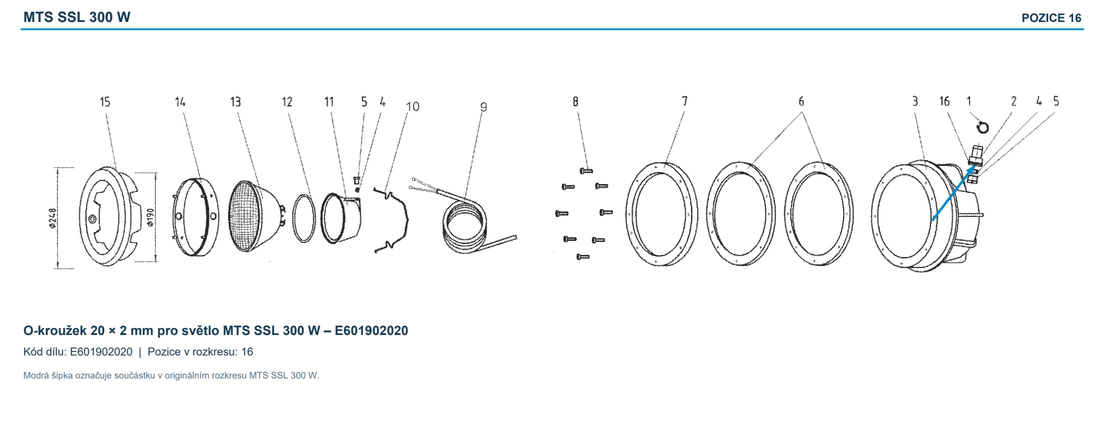 O-kroužek 20 × 2 mm pro světlo MTS SSL 300 W – E601902020