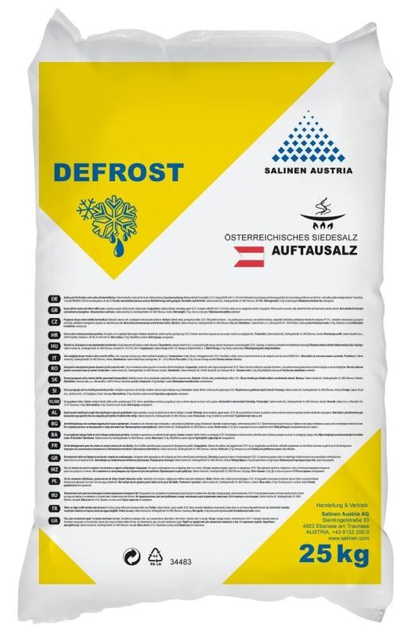 Posypová sůl DEFROST 25 kg – DOPRAVA ZDARMA