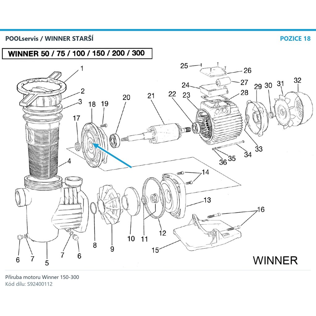 Příruba motoru Winner 150-300 – S92400112