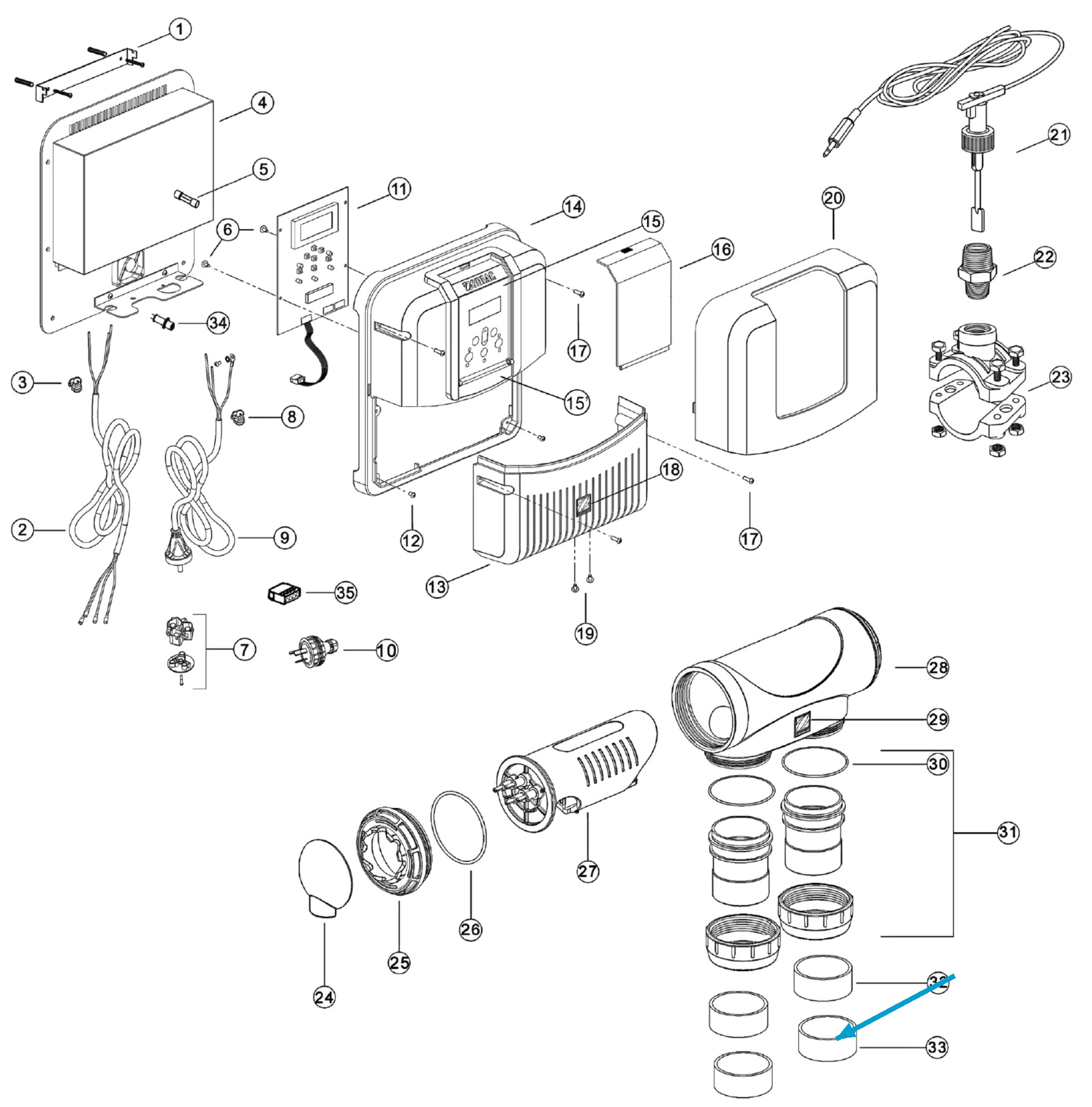 Redukce cely Zodiac TRi 1½″