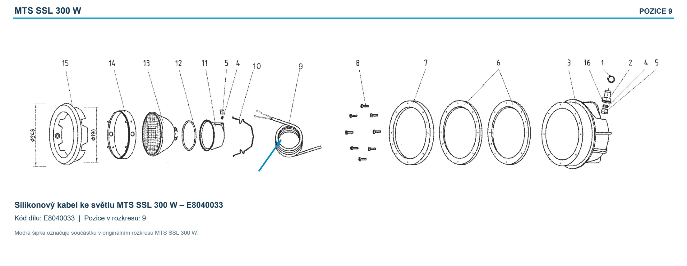 Silikonový kabel ke světlu MTS SSL 300 W – E8040033
